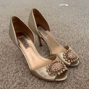 Badgley Mischka Metallic Embellished Heels